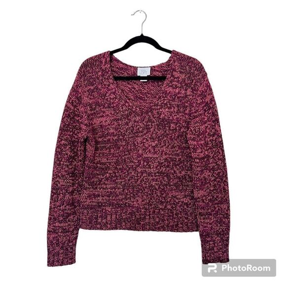 Ann Taylor LOFT Chunky Marled Knit V-neck Sweater Size Large - Picture 1 of 6